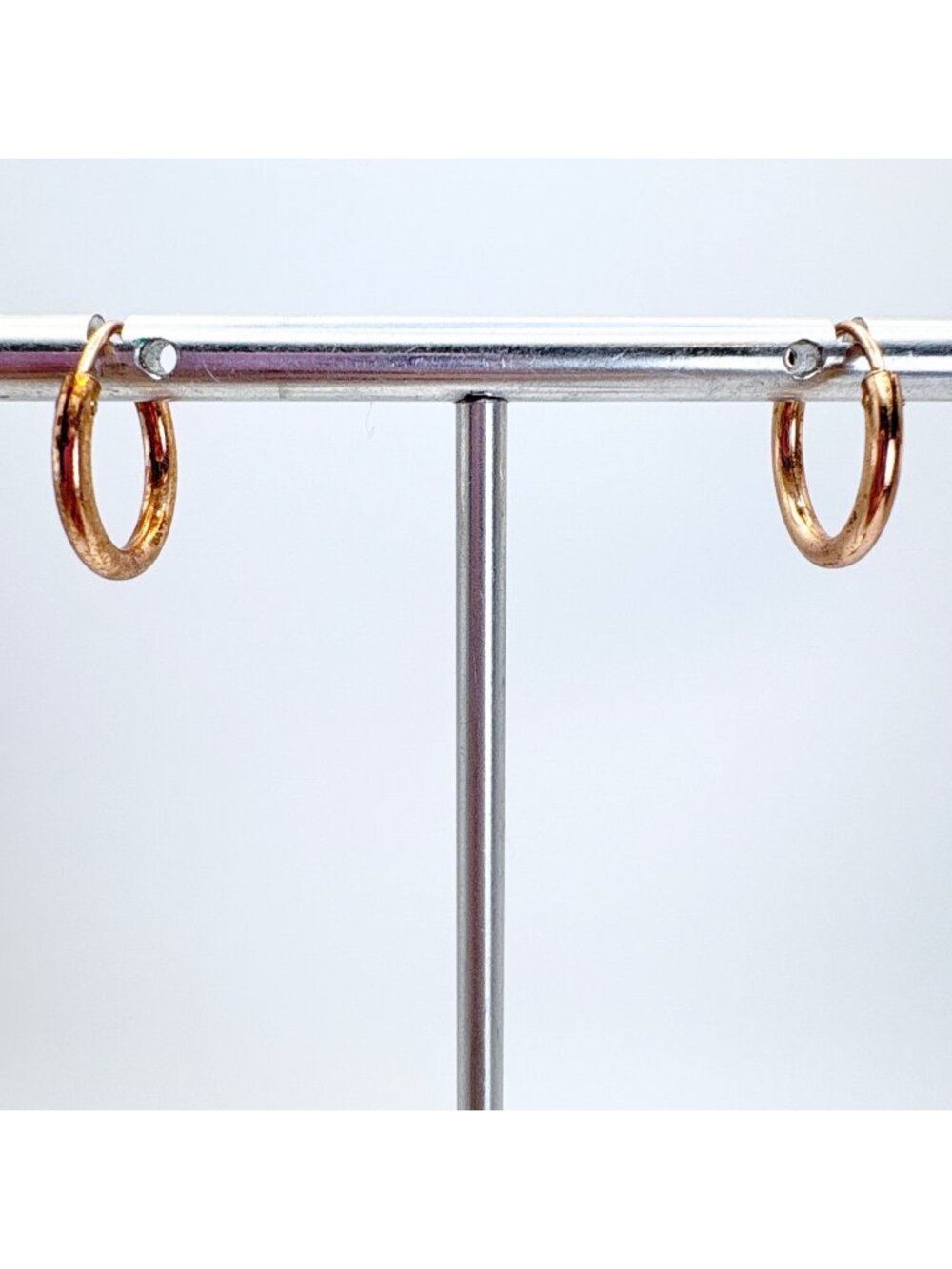 Hoop Earrings Sterling Silver 925 Rose Gold Tone Size 0.5" Length